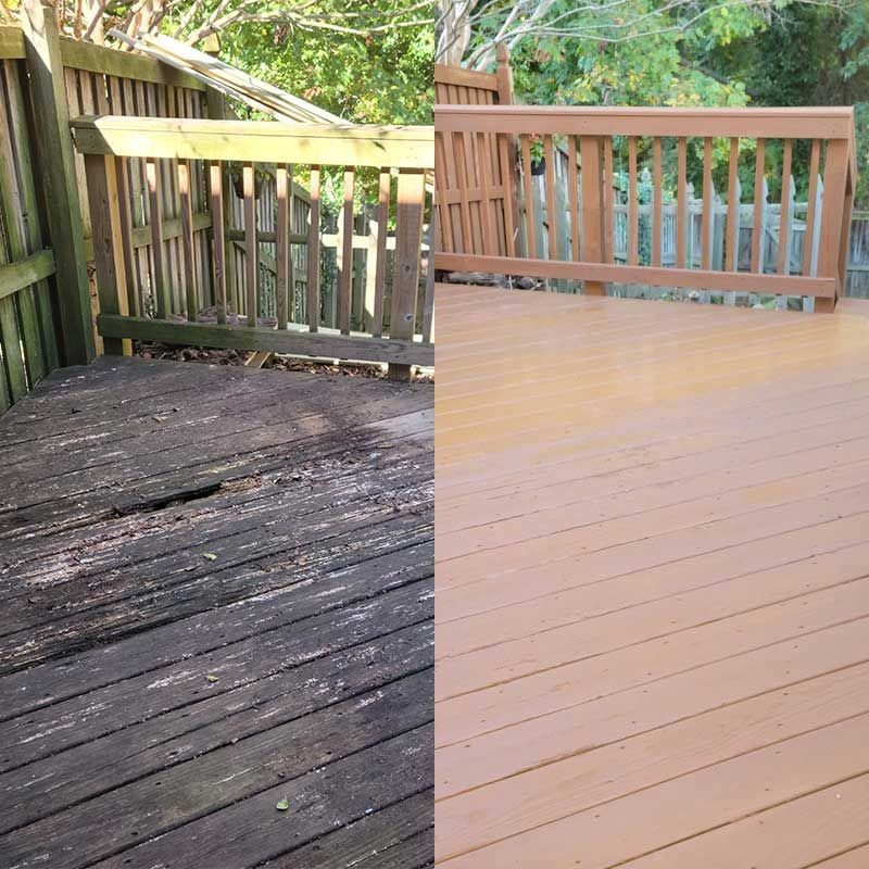 Restored old and damaged deck looks new