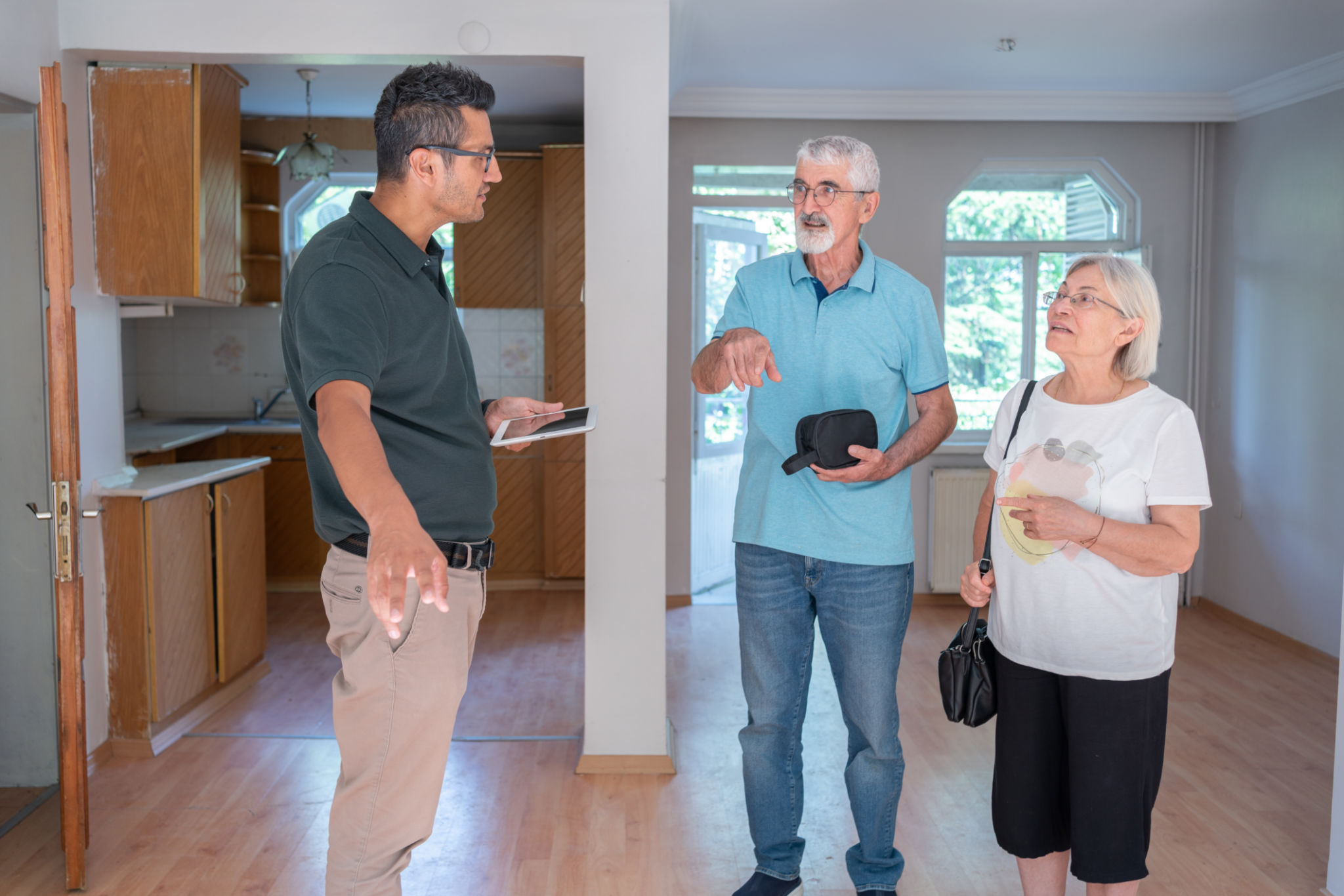 Contractor showing homeowners finished work