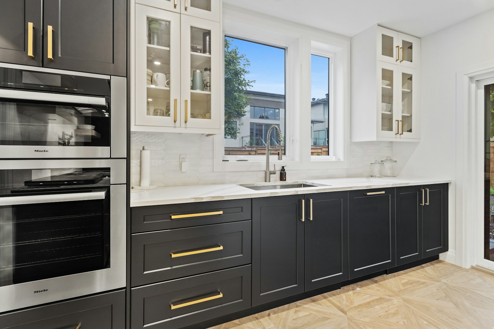 Freshly painted kitchen cabinets